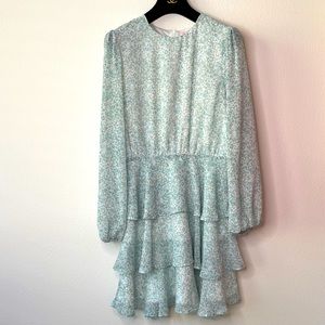 Floral mint green chiffon midi dress Pink Lily M